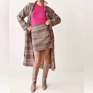 Ann Taylor Factory Plaid Beige/Brown Skirt Size 6